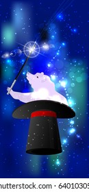 CYLINDER FOCUS HATS. CONSTELLATION OF THE BEAR OF THE HAT. CONSTELLATIONS AND STARS. THE STARRY SKY. FOCUS WITH MAGIC STYLE. MAGIC AND MIRACLE. Vertical orientation of the sheet.
