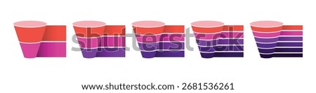 Cylinder funnel stack infographic showing growth and development, business success and financial progress. 2, 3, 4, 5, and 6 parts