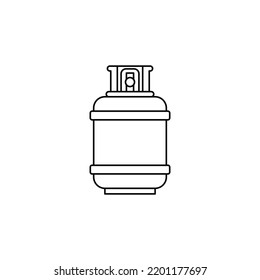 Zylindergas-Symbol im Linienstil einzeln auf weißem Hintergrund