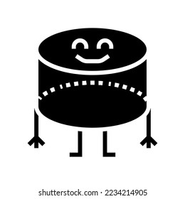 cylinder geometric shape character glyph icon vector. cylinder geometric shape character sign. isolated symbol illustration