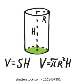 Cylinder. Geometric shape. Vector hand drawn illustration for education