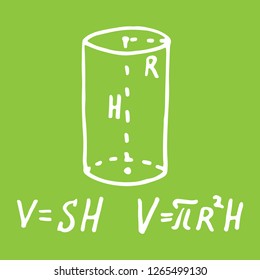 Cylinder. Geometric shape. Vector hand drawn illustration for education