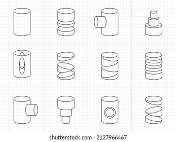 Cylinder geometrical figure outline icon
