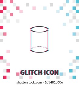 Cylinder  glitch effect vector icon.