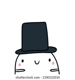 cylinder hand drawn illustration with cute marshmallow cartoon minimalism