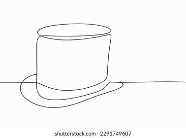 Cylinder hat drawn in one line. Vector illustration for different uses.