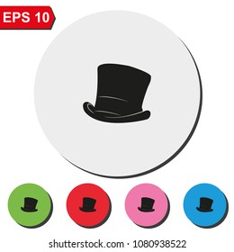 Cylinder hat flat round colorful vector illustration.