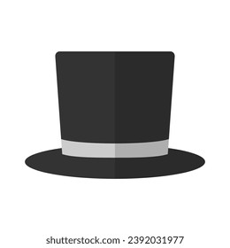 Cylinder hat icon in flat style isolated on white background. Magic headdress vector illustration