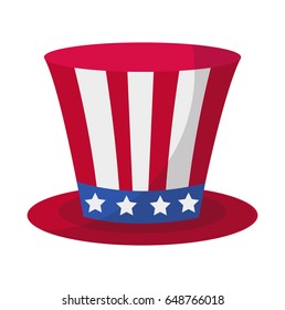 Cylinder hat icon flat style. 4th july concept. Isolated on white background. Vector illustration