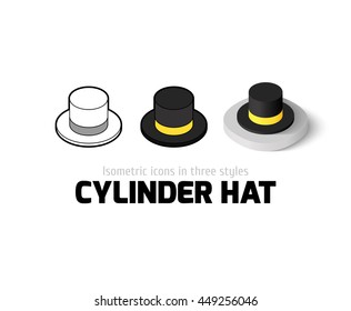 Cylinder hat icon, vector symbol in flat, outline and isometric style