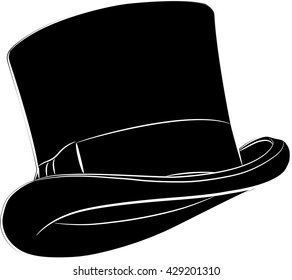 Cylinder hat isolated on white, vector illustration