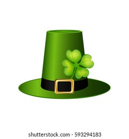 Cylinder hat leprechaun with clover leaf for St. Patrick