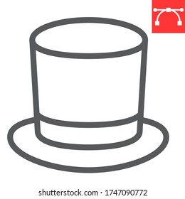 Cylinder hat line icon, clothing and classic, gentelman hat sign vector graphics, editable stroke linear icon, eps 10