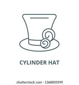 Cylinder hat line icon, vector. Cylinder hat outline sign, concept symbol, flat illustration