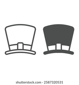 Cylinder hat line and solid icon, vintage business suit concept. Vector graphics. Headwear sign on white background, outline style icon for mobile or web design