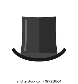 The cylinder hat. Male headdress. Flat design.