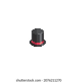 Cylinder hat pixel icon. Element design for logo, stickers, web, embroidery and mobile app. Isolated vector illustration. 8-bit sprite.