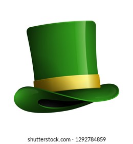 Cylinder hat with strap. Green headwear of Leprechaun. Can be used for topics like Saint Patrick day, Ireland, holiday