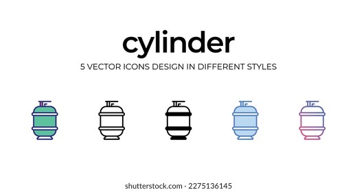 Diseño de icono de cilindro en estilo Cinco con trazo editable. Línea, Sólido, Línea plana, Color de tono Duo y Línea de degradado de color. Adecuado para diseño de páginas Web, aplicaciones móviles, UI, UX y GUI.