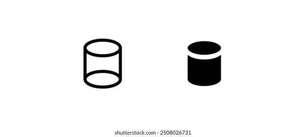 cylinder icon. Element of geometric figure, shape line and flat icons set, editable stroke isolated on white, linear vector outline illustration, symbol logo design style