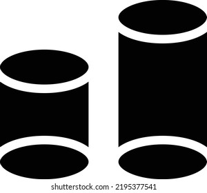 Cylinder Icon With Glyph Style, Math Sign And Symbol Isolated On White Background