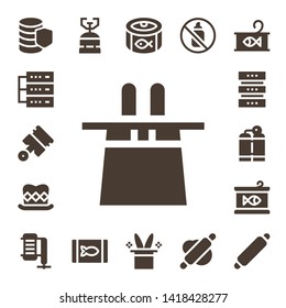 cylinder icon set. 17 filled cylinder icons.  Simple modern icons about  - Database, Pistons, Magic hat, Top hat, Oxygen tank, Canned food, Compressor, Camping gas, Aerosol, Rolling pin