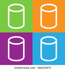 Cylinder icon. Simple geometric shape of cylinder isolated on white background. Flat vector illustration.