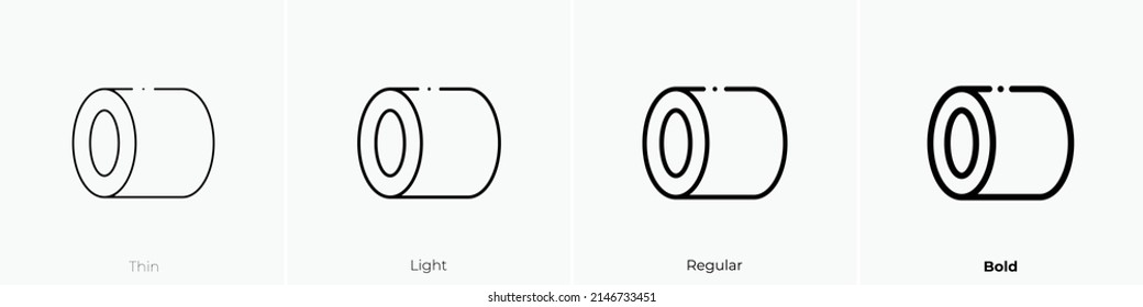 Zylindersymbol. Thin, hellrosa und feines Design einzeln auf weißem Hintergrund