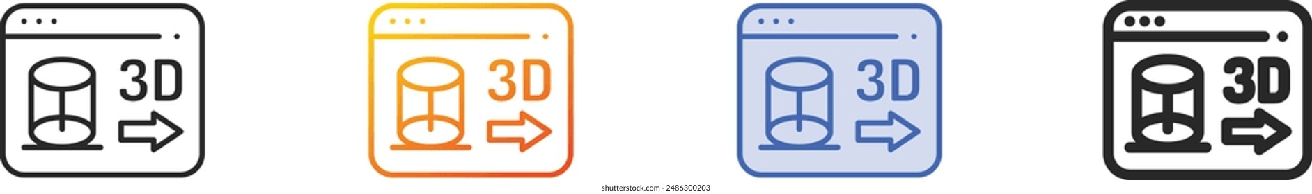 Zylindersymbol. Dünne lineare, farbige, blaue Kontur und fett Stil Design isoliert auf weißem Hintergrund