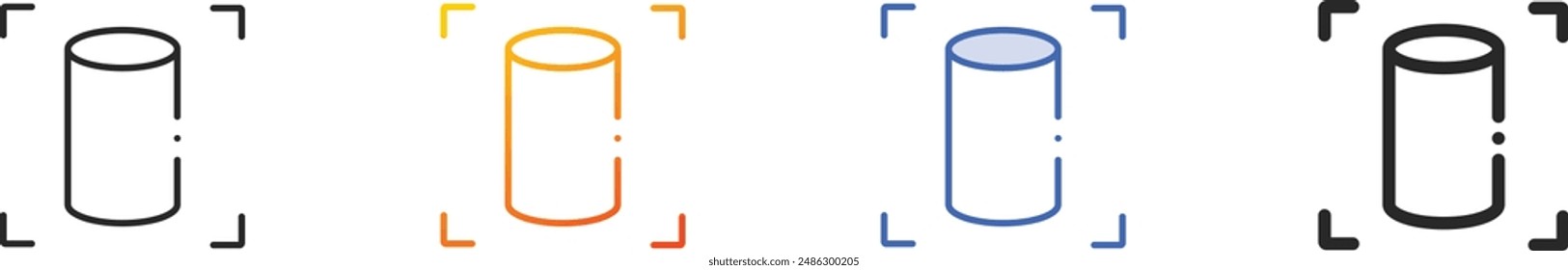 Icono de cilindro.Diseño lineal delgado, degradado, trazo azul y estilo audaz aislado sobre fondo blanco