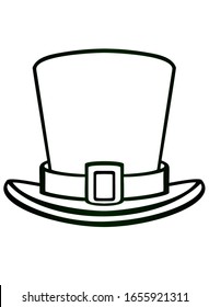 Cylinder. Lepricon hat with buckle - symbol of St. Patrick's Day - vector linear picture for coloring. Outline. Irish hat.