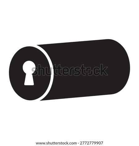 Cylinder lock icon with keyhole cylinder security hardware protection authentication concealed confidential electronic forbidden guardian