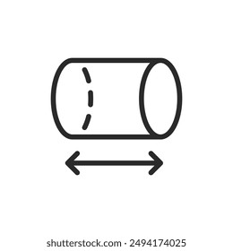 Cylinder measurement, linear style icon. Cylinder with horizontal and vertical arrows, dimensions. Editable stroke width