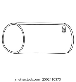 Cylinder pencil case, doodle style flat vector outline for coloring book