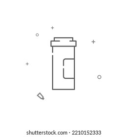 Cylinder pill container simple vector line icon. Symbol, pictogram, sign isolated on white background. Editable stroke. Adjust line weight.