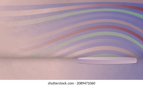 Cylinder podium in empty scene. Minimal scene in very peri color palette. Color of the year 2022. Product presentation, mock up, show cosmetic product, Podium, layout, stage pedestal or platform. 