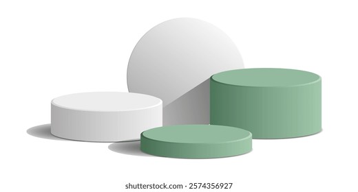 cylinder podium tube circle podium stage 3d Abstract minimal scene mockup products display studio, Stage showcase. Vector geometric forms