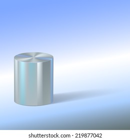 Cylinder with reflections on colored background. Basic geometrical form. Vector illustration.