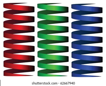 cylinder rgb ribbons against white background, abstract vector art illustration