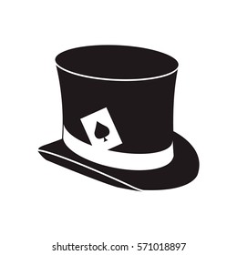 Cylinder with ribbon, isolated. Gentleman hat. Icon, symbol, design. Vector illustration,