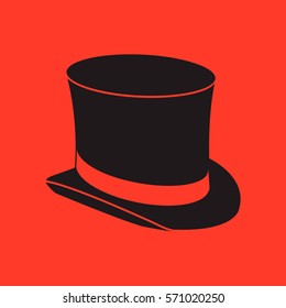 Cylinder with ribbon, isolated. Gentleman hat. Icon, symbol, design. Vector illustration.