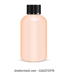 Cylinder Round Shampoo Bottle Vector Blank. Beauty Product Smooth Package. Realistic 3d Tubular Container for Bath Spa Hygiene. Cosmetic Packaging For Shower Gel, Body Lotion, Soap.