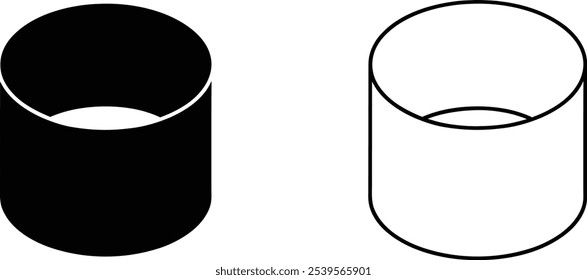 Cylinder Shape Black White Geometric Icon