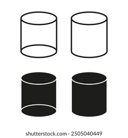 Cylinder shape icons. Simple geometric forms. Bold vector silhouettes. Minimalist design elements.