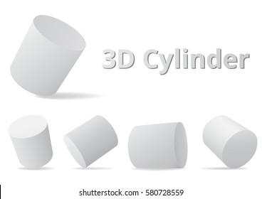 El cilindro da forma a varios colores de ángulo, blanco y gris, estilo 3D.