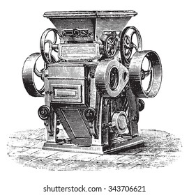 Cylinder splitters shredders, Ganz system, vintage engraved illustration. Industrial encyclopedia E.-O. Lami - 1875.
