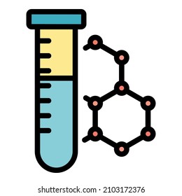Cylinder test tube icon. Outline cylinder test tube vector icon color flat isolated