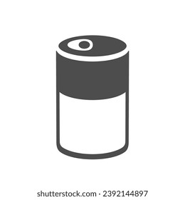 Cylinder tin can icon in black and white. Silhouette pictogram with line elements. Grocery products. Metal packaging for fruit, vegetables, beans preserves. For web icon, logo template, decoration