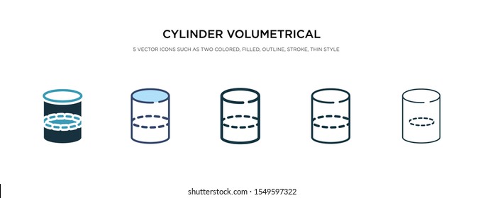 cylinder volumetrical icon in different style vector illustration. two colored and black cylinder volumetrical vector icons designed in filled, outline, line and stroke style can be used for web,