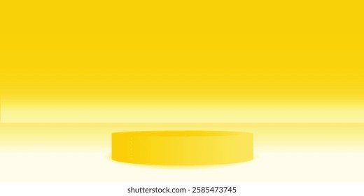 Cylinder yellow background minimal scene with yellow geometric platform. Summer background vector 3d rendering with podium. stand for products. Stage Showcase on pedestal 3d yellow background studio